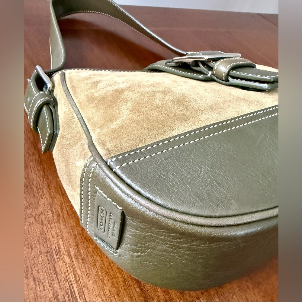Vintage Coach Olive Green Suede Hobo Y2K 2000s - Picture 5 of 13